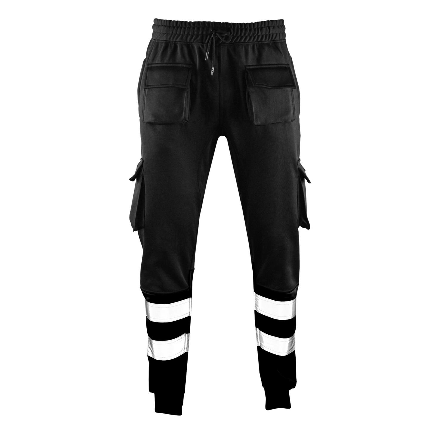 MS9 SEA1 Men's Hi Viz Vis High Visibility Fleece Slim Fit Work Cargo Painter Trousers Joggers Bottoms