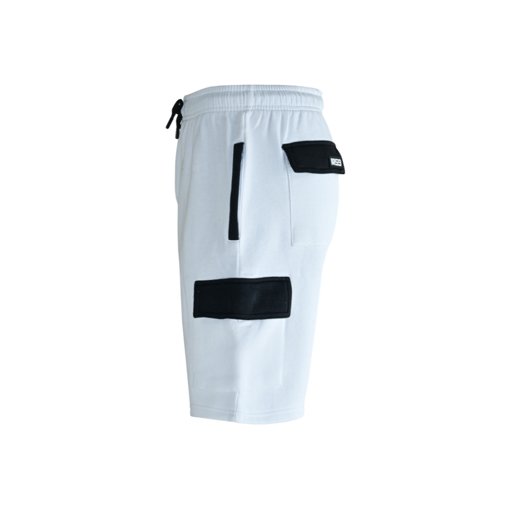 MS9 H15 White Men's Cargo Jogging Fleece Work Shorts - MS9