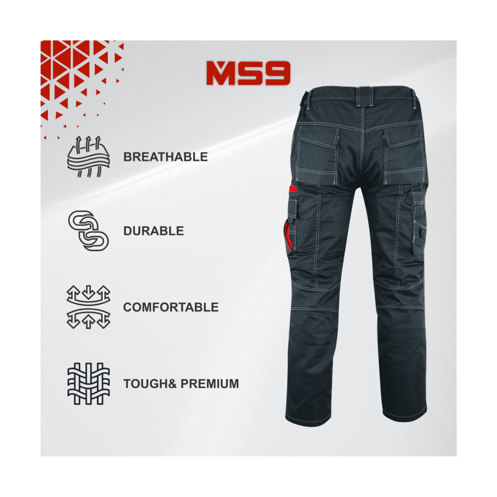 MS9 1140 Mens Cargo Multi Pockets Work Trouser - MS9