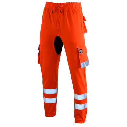 MS9 SS2 Men's Hi Viz Vis High Visibility Pocket Reflective Tape Fleece Regular Fit Work Cargo Painter Trousers Joggers Bottoms