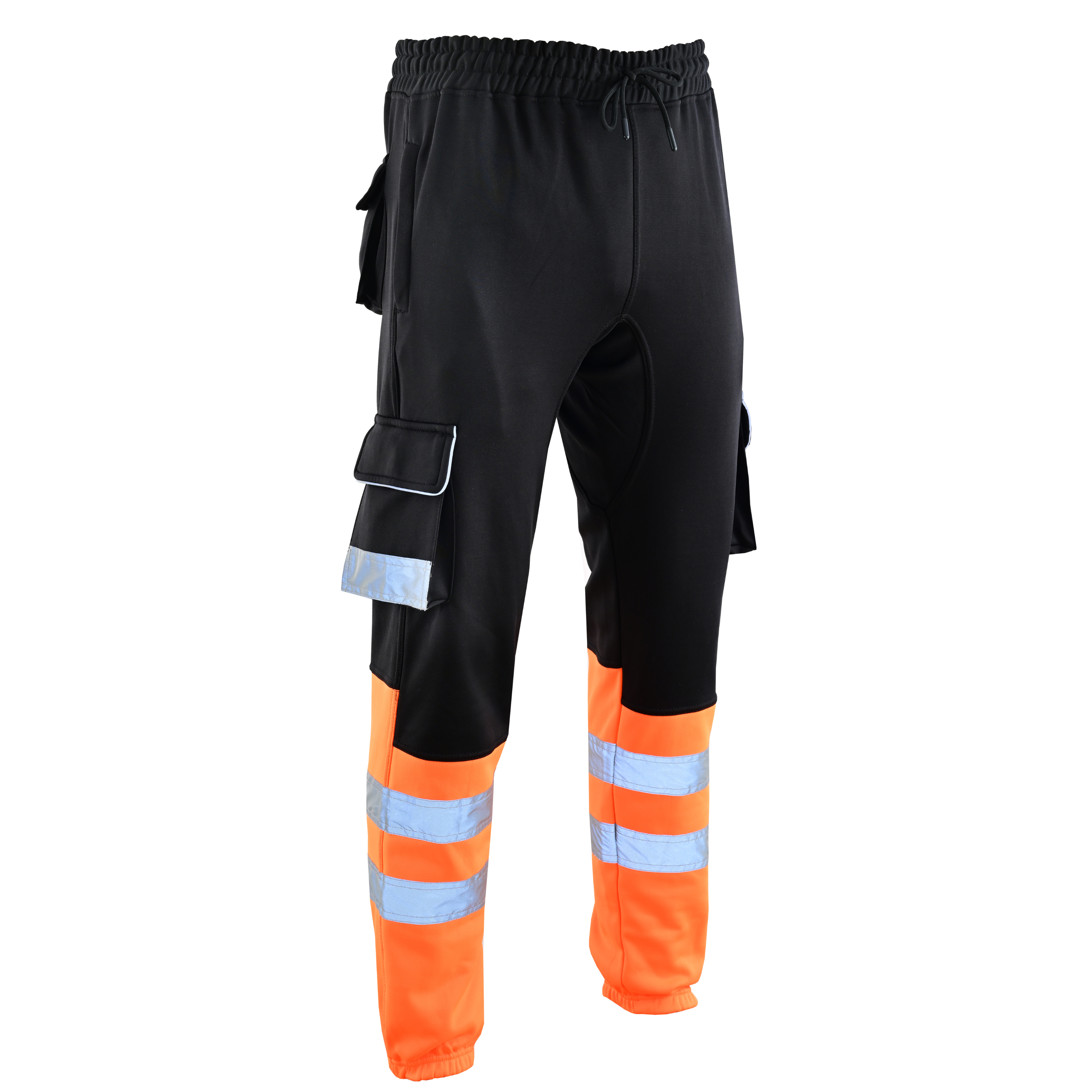 MS9 SS2 Men's Hi Viz Vis High Visibility Pocket Reflective Tape Fleece Regular Fit Work Cargo Painter Trousers Joggers Bottoms
