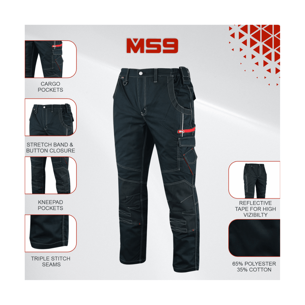 MS9 1140 Mens Cargo Multi Pockets Work Trouser - MS9