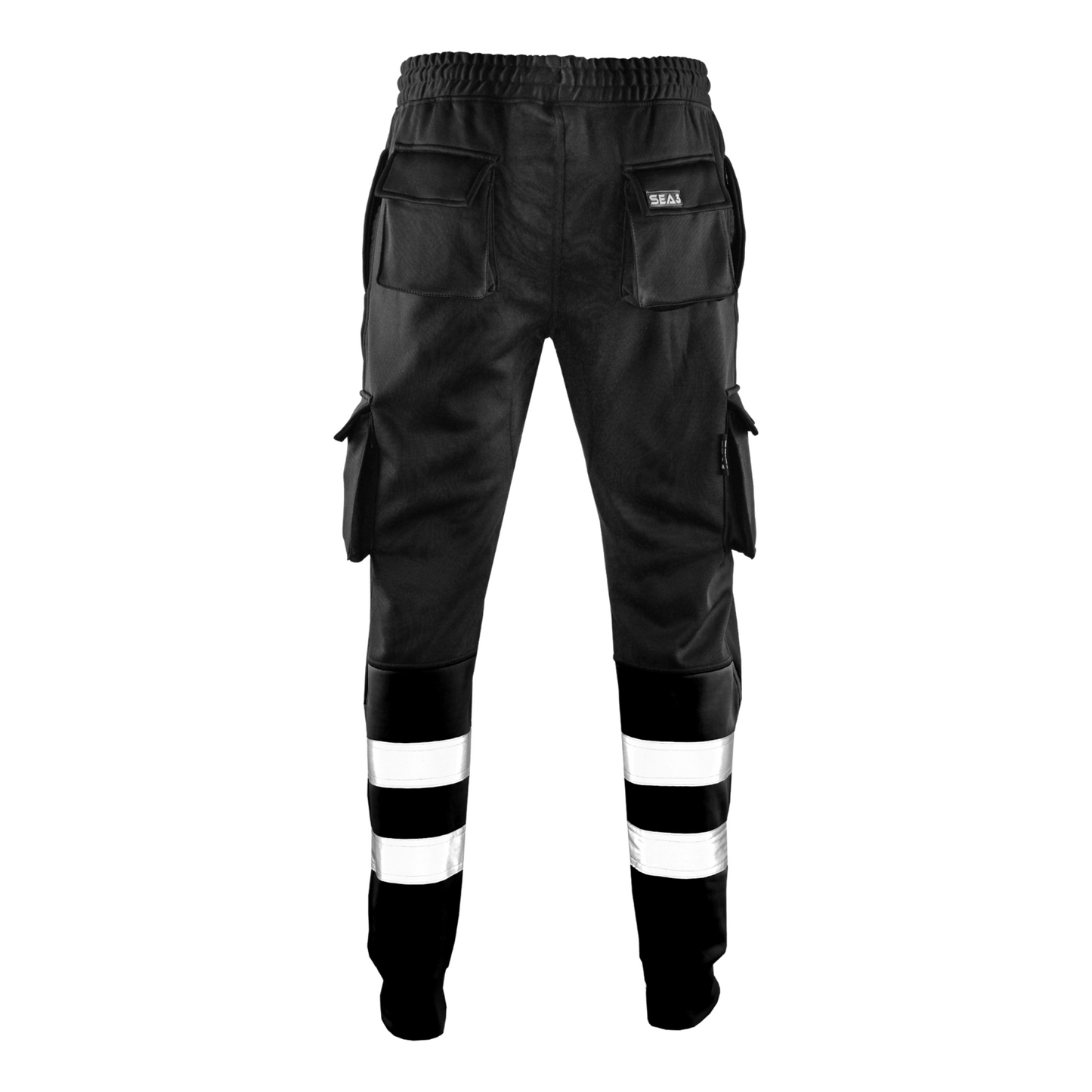 MS9 SEA1 Men's Hi Viz Vis High Visibility Fleece Slim Fit Work Cargo Painter Trousers Joggers Bottoms