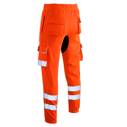 MS9 SS2 Men's Hi Viz Vis High Visibility Pocket Reflective Tape Fleece Regular Fit Work Cargo Painter Trousers Joggers Bottoms