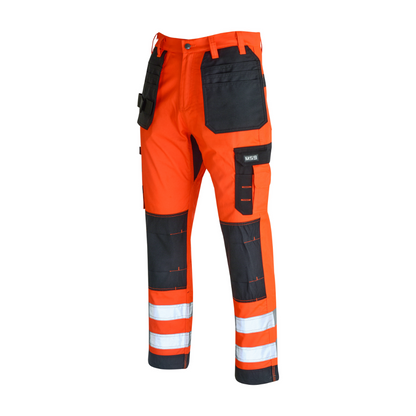 MS9 Mens Hi Viz Vis  Cargo Combat Holster Pockets Tactical Working Work Trouser Trousers Pants Jeans