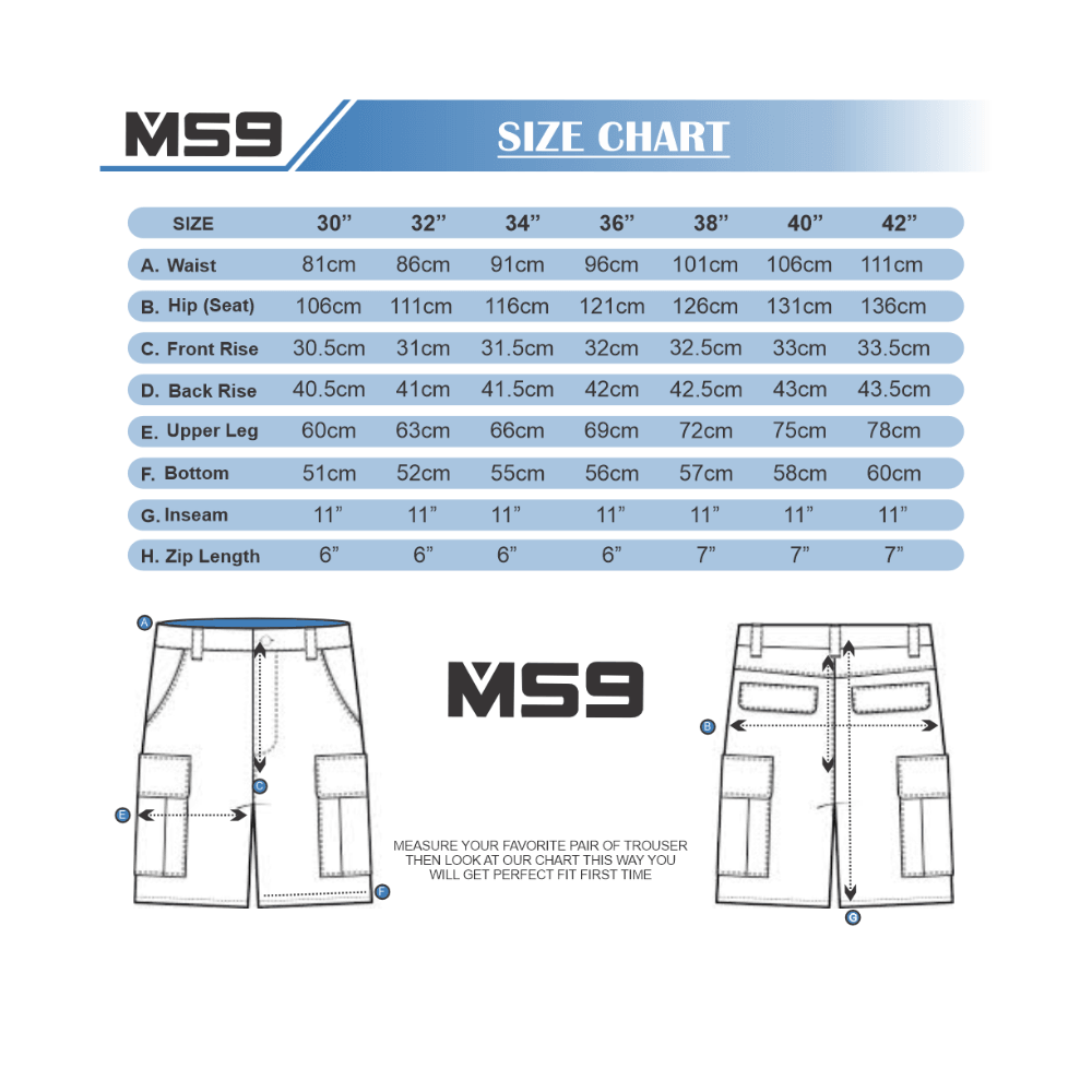 MS9 T5 Mens Cargo Holster Pockets Work Shorts - MS9