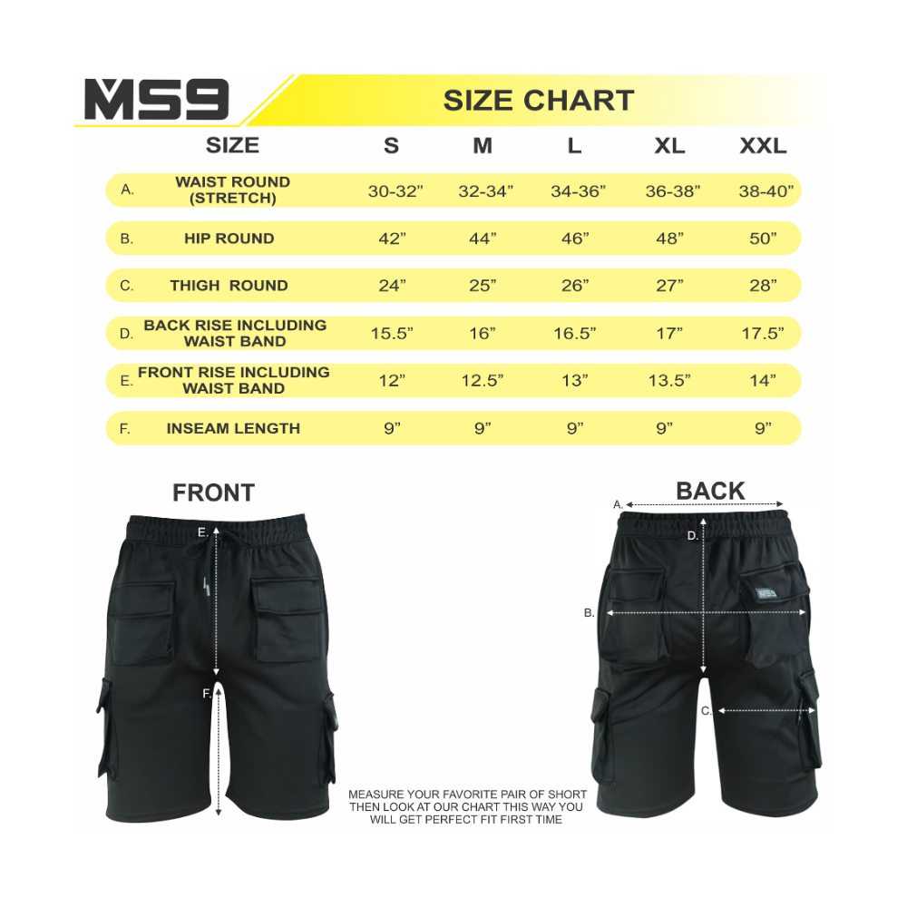 MS9 H15 White Men's Cargo Jogging Fleece Work Shorts - MS9