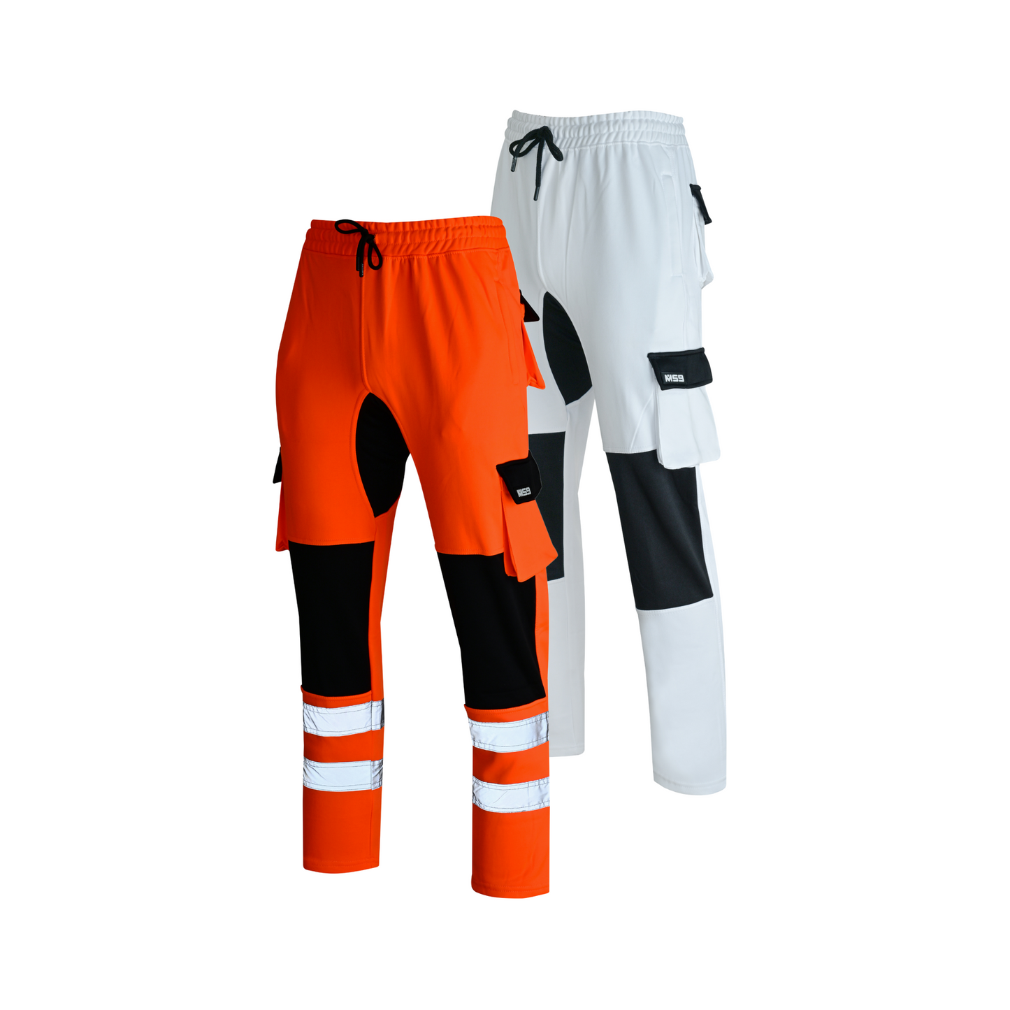 MS9 H10 Men's Hi Viz Vis High Visibility Fleece Regular Fit Work Cargo Painter Trousers Joggers Bottoms