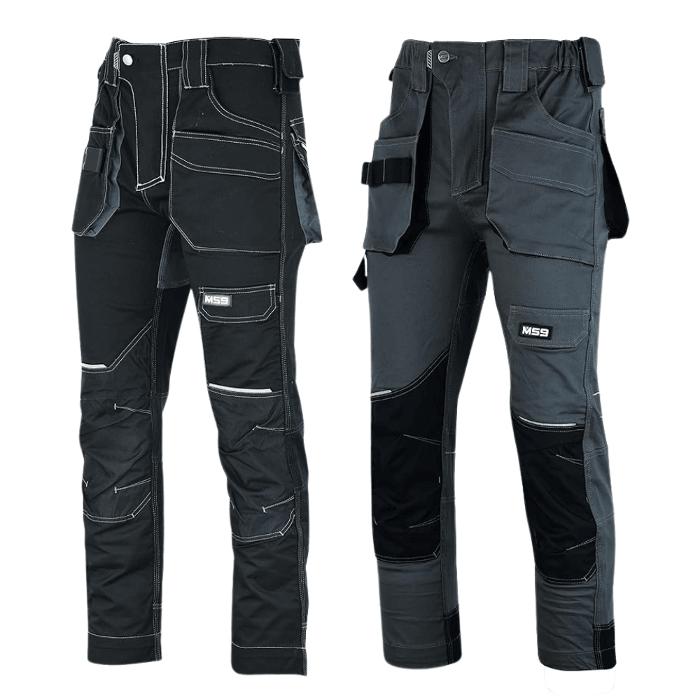 MS9- F1 Mens Cargo Slim Fit Stretch Spandex Flexible Work Trousers - MS9