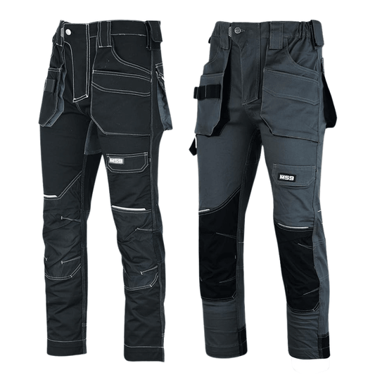 MS9- F1 Mens Cargo Slim Fit Stretch Spandex Flexible Work Trousers - MS9