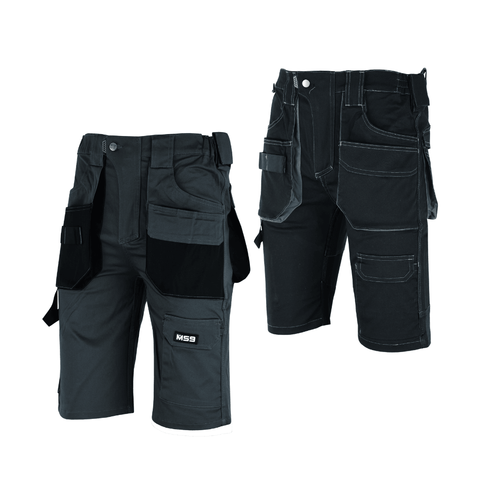 MS9 F1 Mens Cargo Slim Fit Stretch Work Shorts - MS9
